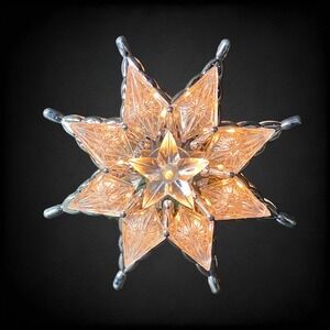 Lighted Acrylic Star Tree Topper 8 Inch Clear‎ Iridescent Christmas 2010s